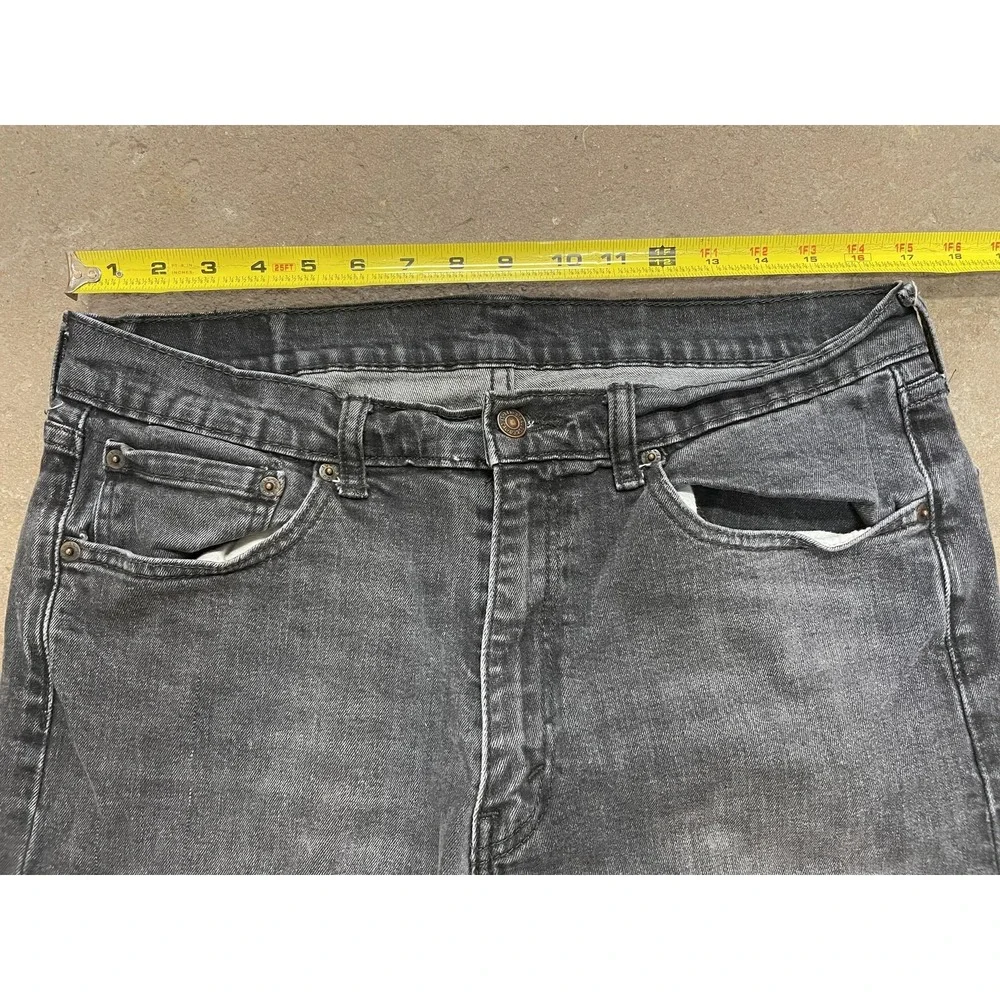 Levis 505 Jeans Mens 36x30 Gray Charcoal Stretch‎ Denim Straight Leg Zip Fly